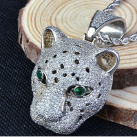 Pendentif léopard en or blanc 14kt de haute qualité Moissanite d'Inde