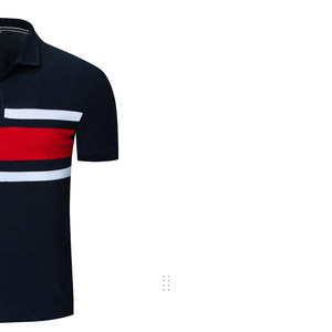 Polo de Punto de Manga Corta para Hombre, Diseño Casual a Rayas con Bloques de Color, Corte Regular, Negro, Rojo, Blanco - Product Image 2