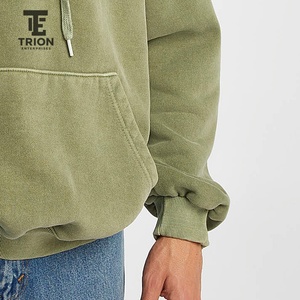 Sweat à capuche délavé pour homme, manches classiques, couleur unie, style décontracté, avec broderie de logo personnalisée et impression numérique - Product Image 4