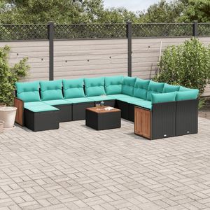 Set Divano da Esterno 12 Pezzi in Polyrattan Nero con Cuscini - Elegante Collezione Arredamento da Giardino - Product Image 1