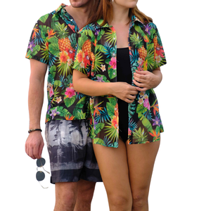 Camisa de Viaje de Gasa con Estampado Tropical Harmony para Mujer, Suave, Fresca, para Vacaciones en la Playa, con Cuello, Manga Fruncida, Estilo Atlético Informal - Product Image 6