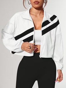 Female Windproof Running Jogger Set | Stand Collar Crop <b>Top</b> <b>Coat</b> & Flexible Elastic Sweatpants Training Uniform Pieces - Product Image 6