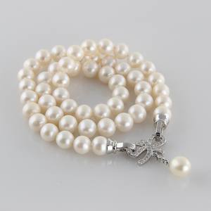 High Quality 6-7mm Round Freshwater Pearl Necklace Non-Nuclear with Star Buckle <b>Magnetic</b> Clasp Good Clean Quality - Product Image 4