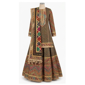 Salwar Kameez Afgano Kuchi Hecho a Mano de Alta Calidad para Mujer, Vestido Tradicional Afgano Kuchi de Seda y Algodón Vintage para Verano - Product Image 1