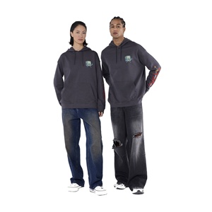 Pull à capuche en coton mélangé pour hommes, sweat-shirt à épaules tombantes avec logo personnalisé et sérigraphie pour l'hiver, en vente - Product Image 2