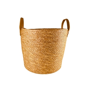 Paniers de rangement ronds tissés à la main en jonc de mer 100% naturel avec poignées en cuir, haute qualité, écologiques, personnalisables - Product Image 2