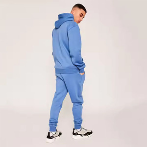 Ensemble de survêtement bleu à capuche pour homme, pantalon de survêtement long avec poches latérales, tenue décontractée d'automne, 100% coton respirant, coupe régulière - Product Image 6