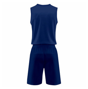 Ensemble maillot de basket sans manches bleu pour homme avec design dégradé rose, débardeur à col en V anti-transpiration et short - Product Image 4
