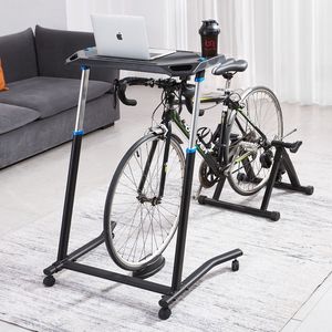 Support de vélo multifonctionnel pliable et mobile pour cyclistes, avec roues verrouillables, antidérapant et multi-emplacements, compatible vélo d'entraînement et tapis de course - Product Image 5