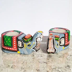 Theperfectbazaar Juego de 2 Diyas de Madera con Diseño de Elefante, Decoración para el Hogar - Product Image 1