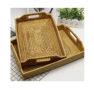 Plateau rond en rotin artisanal, au design de qualité supérieure, parfait pour la décoration intérieure, les réceptions et la présentation. - Product Image 6