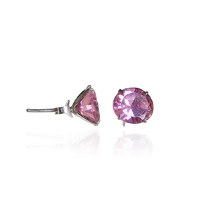 Boucles d'oreilles clous en cristal rose style indien, bijoux en argent sterling 925 avec pierres précieuses pour femmes et jeunes filles, à porter lors de fêtes de mariage - Product Image 2