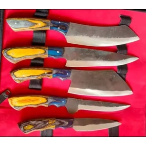 Juego de Cuchillos de Chef Profesionales de Acero al Carbono de 5 Piezas, Hechos a Mano por Ahmad Fabric, Mango de Resina, Funda de Cuero, Diseño Moderno, Personalizable - Product Image 6