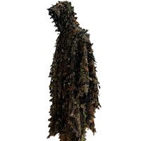 Poncho de camouflage léger pour la chasse en extérieur, l'observation des oiseaux et la faune, motif feuillage 3D, type Ghillie Suit
