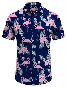 Chemises de plage élégantes pour hommes, mode estivale, imprimées, hawaïennes, décontractées, en coton et lin, à manches courtes, boutonnées, pour les vacances - Product Image 5