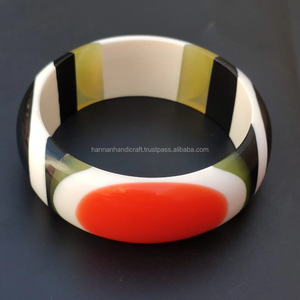 Handcrafted Vintage Style Resin Bangles Set Customized High-Polished Colorful Fashion <b>Women</b> Diamond India Wedding Christian - Product Image 5