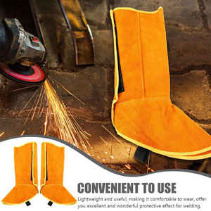 Bate Flame Retardant Cowhide Leather Breathable Eco-friendly CE Certified Level D Protection Welded Long Leg <b>Guard</b> 33cm SAFETY - Product Image 2