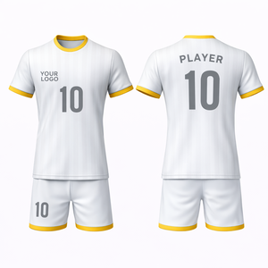 ชุดฟุตบอลโพลีเอสเตอร์ 100% แบบซับลิเมชั่นสั่งทำพิเศษ OEM แบรนด์ส่วนตัว ระบายอากาศได้ดี แห้งเร็ว สำหรับสโมสร โรงเรียน ทีม และลีก - Product Image 4