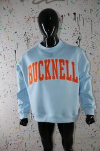 Sweat-shirt à col montant BUCKNELL SKY BLUE 100% coton avec broderie appliquée ORANGE, col large, URBAN PRODUCTIONS - Product Image 2