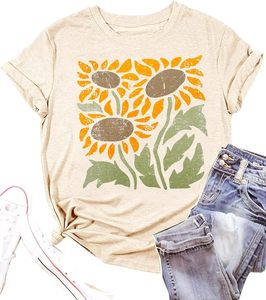 Camiseta con estampado gráfico para mujer, camiseta informal de algodón, Top elegante de manga corta a la moda, ropa diaria cómoda y transpirable para verano - Product Image 5
