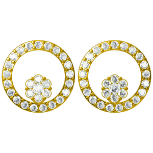 New Arrival Real Diamond <b>Stud</b> <b>Earrings</b> 14K Yellow Gold | Round Cut Halo Circle Floral Design Womens Luxury <b>Fine</b> Jewelry Gift - Product Image 3