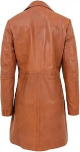 Manteau long de luxe en cuir véritable pour femme 2026, coupe ajustée, doublure en coton respirant et écologique, broderie personnalisée, style vintage pour l'hiver - Product Image 3