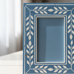 Cadre photo décoratif en os bleu incrusté, design artisanal fait main - Product Image 3
