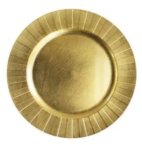 Round Gold Paper Charger <b>Plate</b> Solid Glam Design <b>Disposable</b> Party Dishes & <b>Plates</b> - Product Image 1