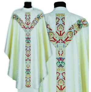 Semi-gothic Jacquard Fabric With Gold Banding Chasuble 2026 Custom Made New Design High Quality Embroidered Chasuble - Product Image 4