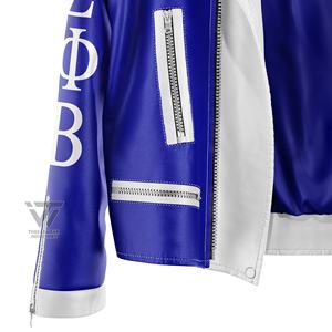 Ropa Personalizada de la Hermandad Griega Zeta Phi Beta, Chaqueta de Cuero Sintético Estilo Marlin Brando Bordada para Mujer - Product Image 2