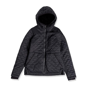 Classic <b>Black</b> Quilted Women's <b>Windbreaker</b> with Cozy Sherpa Hood Lining High Performance Insulated Outwear - Product Image 3