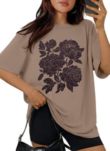 T-shirts d'été pour femmes 100% coton, imprimés graphiques, t-shirts DTF, col rond, manches courtes, amples et confortables - Product Image 3