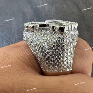 <b>Cross</b> Design Moissanite Diamond Iced Out <b>Cross</b> Ring Statement Design Fancy In 925 <b>Sterling</b> <b>Silver</b> Jewelry - Product Image 3