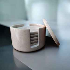 Juego de 6 posavasos de mármol ónix de lujo con soporte, elegante decoración para mesa de café y hogar - Product Image 3