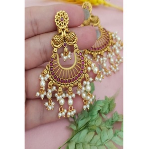 Stunning Premium Quality <b>Gold</b> Plated Moissanite Drop Earring For Women <b>Evening</b> Look Party Wear Collection - Product Image 1