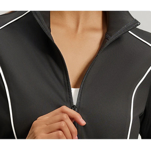 <b>Women</b> Yoga Shirts Skinny Fit Contrast Zip up Sports <b>Jacket</b> Spandex Front High Stretch Breathable Spring <b>Summer</b> Activewear - Product Image 3