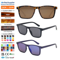 Lunettes de soleil carrées tendance personnalisables HP251374 avec monture intégrale, logo personnalisé, verres UV400, montures en plastique, confortables et à la mode
