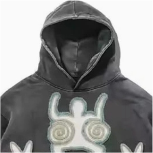 Sweat à capuche pour homme, coupe ample, imprimé graphique, style streetwear, effet vieilli, lavage vintage, esthétique délavée - Product Image 3