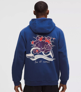 Sudadera con Capucha Azul para Hombre, Talla Grande, de Algodón French Terry, para Corredores, Estampado Informal, Ropa de Otoño - Product Image 2