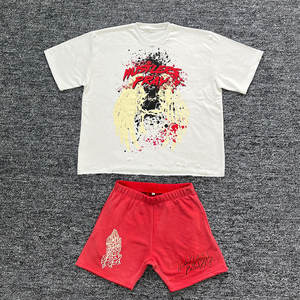 Ensemble T-shirt et short en coton délavé personnalisé pour homme – 2 pièces avec broderie et délavage acide - Product Image 4