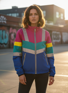 Premium Reflective Piping Multi-Color Streetwear Windbreaker Jacket OEM ODM Manufacturer Bulk Wholesale Supply - Product Image 2