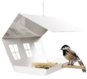 บ้านนกเหล็กสไตล์ชนบทสำหรับนกขนาดเล็ก ของตกแต่งสวน กล่องรังนกโลหะแบบแขวน ที่ให้อาหารนกกลางแจ้ง ของตกแต่ง - Product Image 6