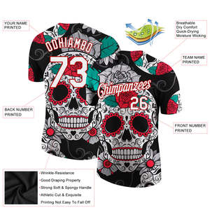 <b>Y2K</b> Street Style Custom Floral-Skull Baseball Jersey Manufacturer Personalized Team Uniform OEM ODM Private Label Men's <b>Shirts</b> - Product Image 2