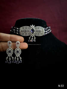 Luxury American Diamond <b>Choker</b> Jewelry Set <b>Silver</b> Plated Rose Pink Bead Necklace & Earrings CZ Cubic Zirconia Wedding Jewelry - Product Image 2