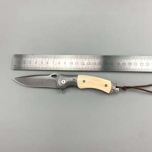 Couteau pliant d'extérieur fait main en acier Damas de haute qualité avec manche en bois, lame fixe de qualité industrielle, idéal pour le camping, OEM - Product Image 5