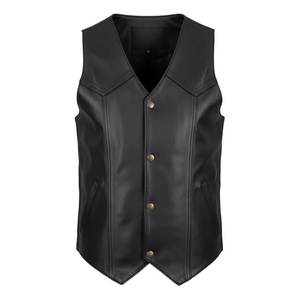 Chaleco de Motocicleta para Hombre FAZMAX CORPORATION, Negro, de Cuero PU, Cuello en V, Estilo Urbano, Transpirable, de Secado Rápido, para Invierno, Color Sólido, Corte Regular - Product Image 3