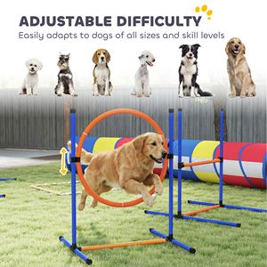 Parcours d'agilité pour chiens de 12 pièces avec anneau d'obstacle réglable, 4 tunnels et poteaux de maniuvres - Product Image 6