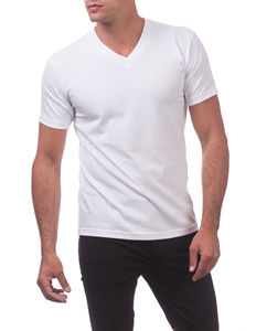 T-shirts pour hommes en coton biologique 100% de haute qualité, col en V, blancs, personnalisables, décontractés, écologiques, 180g, vente en gros - Product Image 4