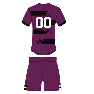 <b>Burgundy</b> Black Rugby Jersey <b>Shorts</b> Set <b>Short</b> Sleeve Crew Neck Striped Team Uniform Custom Breathable Training Performance - Product Image 2