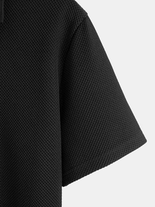 Men's Black Polo Shirt And White Shorts Set Breathable Knitted Casual Summer Sportswear - Product Image 5